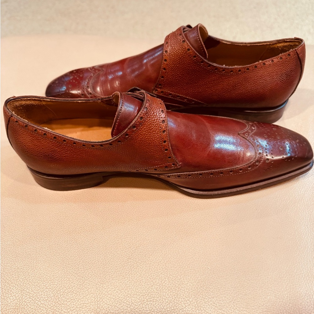 Paul Fredrick Brown Leather Loafers Slip-On Design